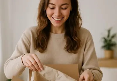 chica abriendo caja